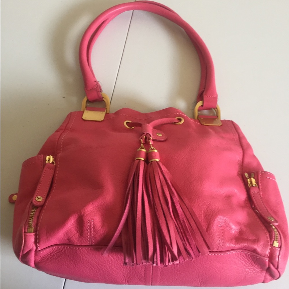 Pink leather purse